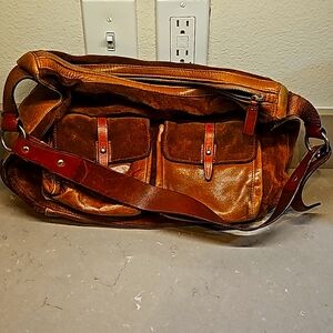 Francesco Biasia Suede Leather Messenger Shoulder Bag